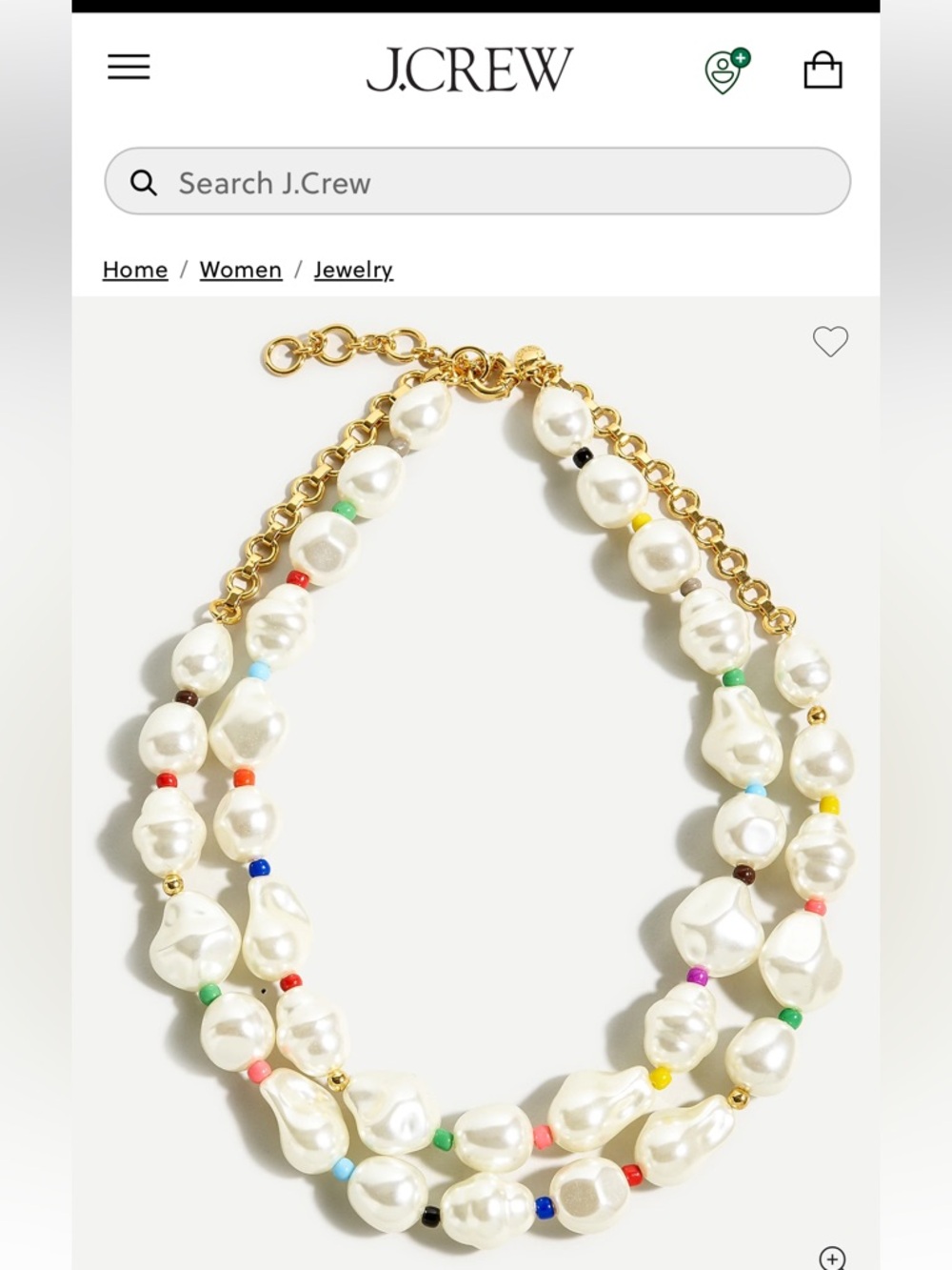 J. Crew Gold-Tone Pearl Necklace with Multicolor Accent Beads
